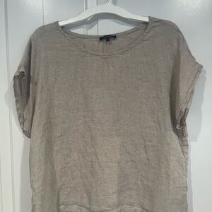 Women's Beige Linen Pajama Top